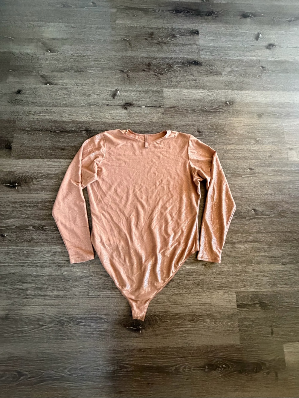 SKIMS Peach Long Sleeve Scoop Neck Bodysuit Sweater